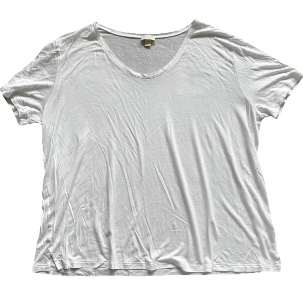 HANRO Classic White Women's T-Shirt Size Large Soft Comfy Lounge